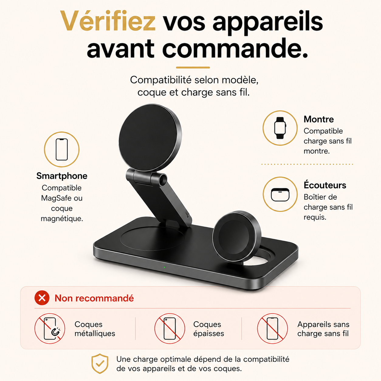 Station de charge 3-en-1 pliable