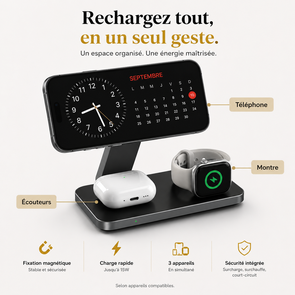 Station de charge 3-en-1 pliable