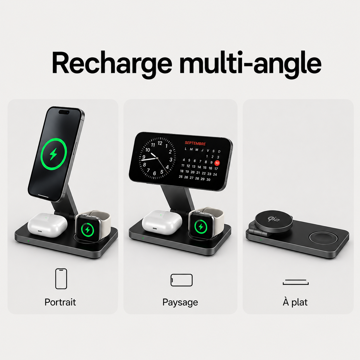Station de charge 3-en-1 pliable