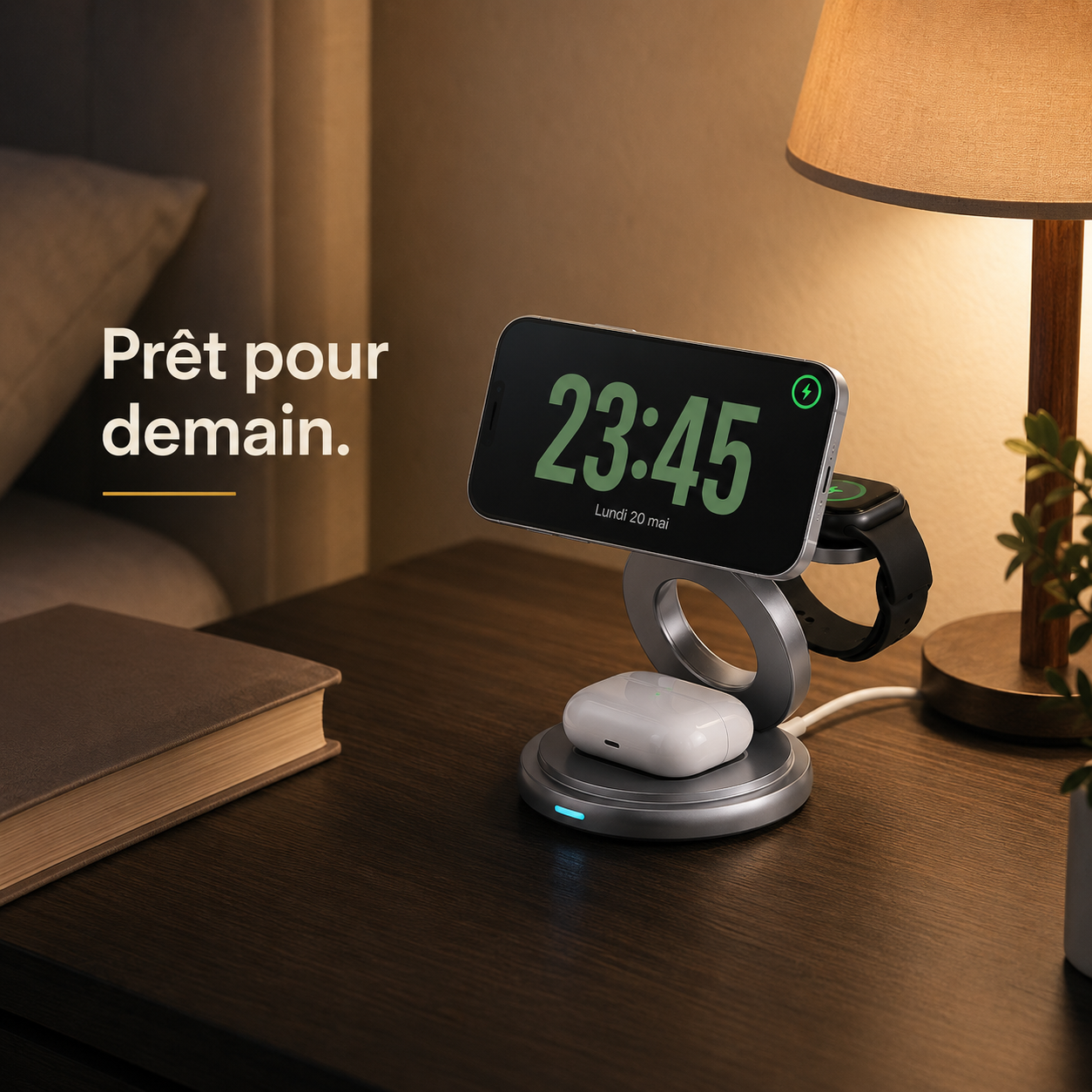 Chargeur pliable rotatif 3-en-1