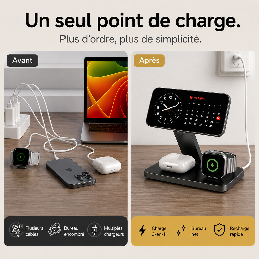 Station de charge 3-en-1 pliable