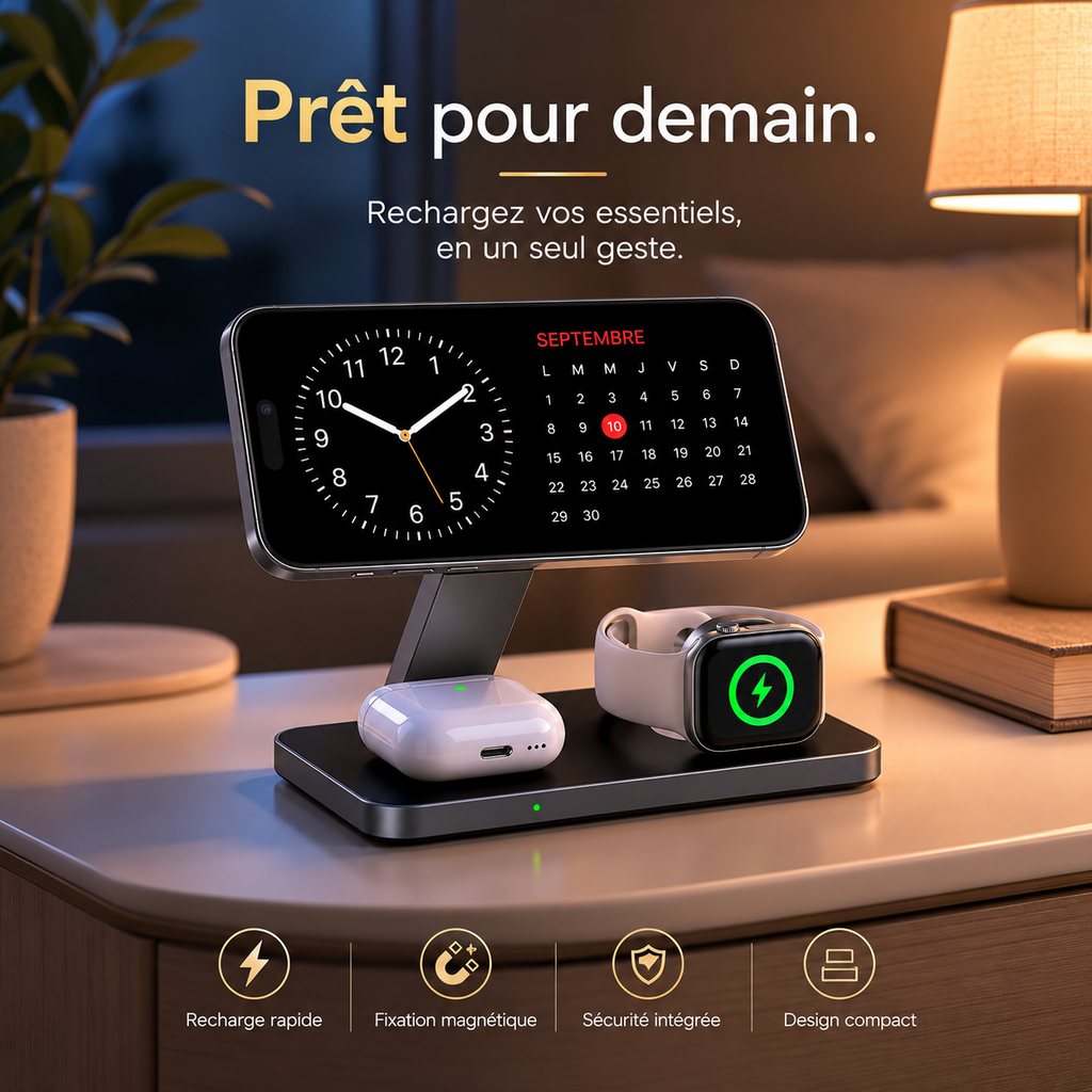 Station de charge 3-en-1 pliable