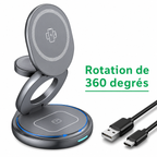 Chargeur pliable rotatif 3-en-1